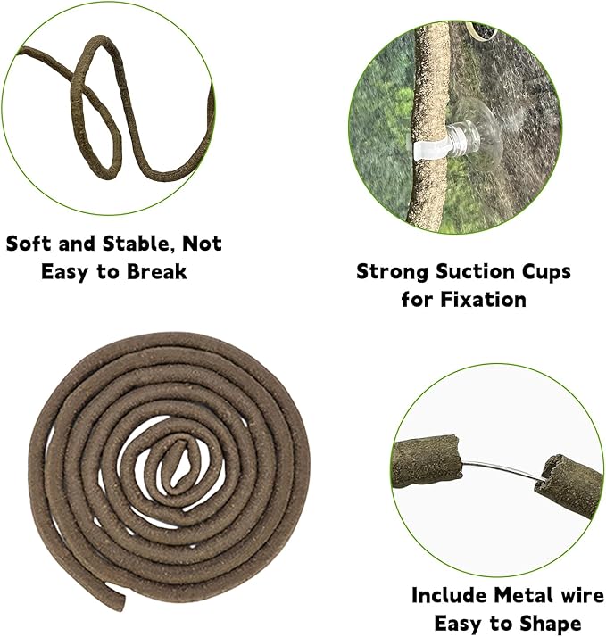 BNOSDM Reptile Vines,Bendable Jungle Climbing Vine,Terrarium Plants Artificial Decor,Tank Decorations Accessories for Bearded Dragons Chameleons Snakes Lizards Hermit Crabs