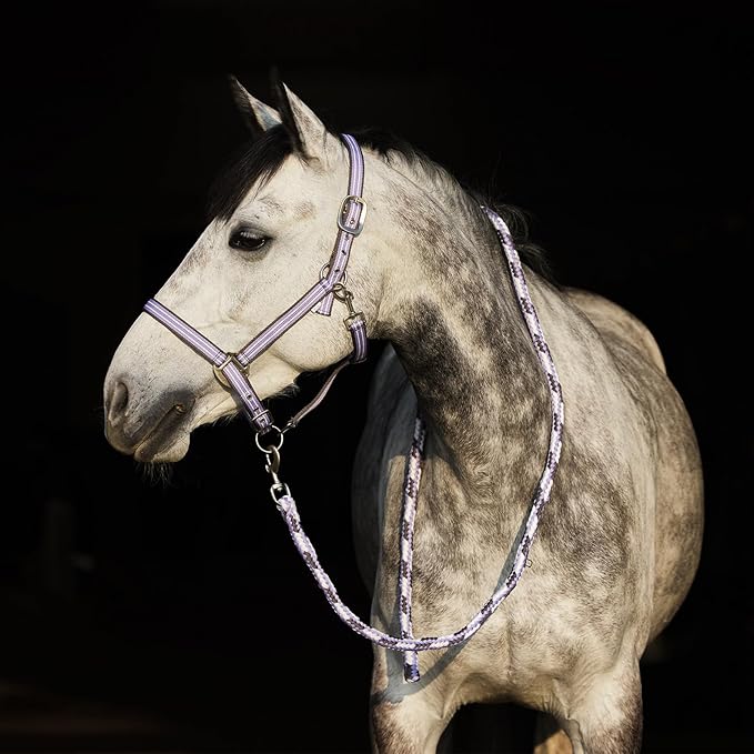 HORZE Adepto Adjustable Horse Halter | Soft, Durable Polyester - Languid Lavender Purple - Pony