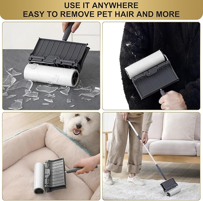 Fedicelly Large Lint Rollers Pet Hair Extra Sticky Refills,Mega Value Set 6.3 inches Wider with 320 Sheets for Cat and Dog Hair Removal,80 Sheets Per Roller