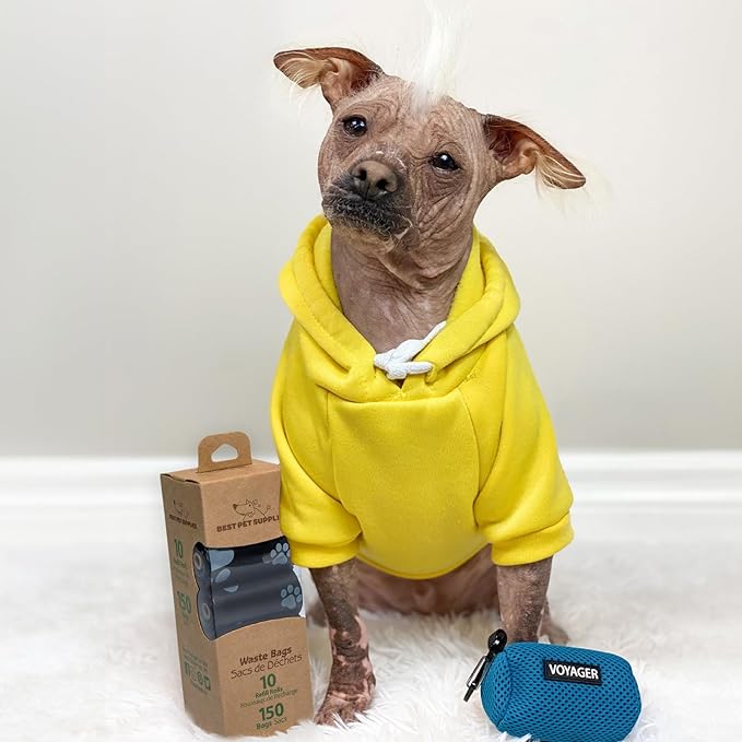 Best Pet Supplies Dog Poop Bags (150 Bags) for Waste Refuse Cleanup, Doggy Roll Replacements for Outdoor Puppy Walking and Travel, Leak Proof and Tear Resistant, Thick Plastic - Black