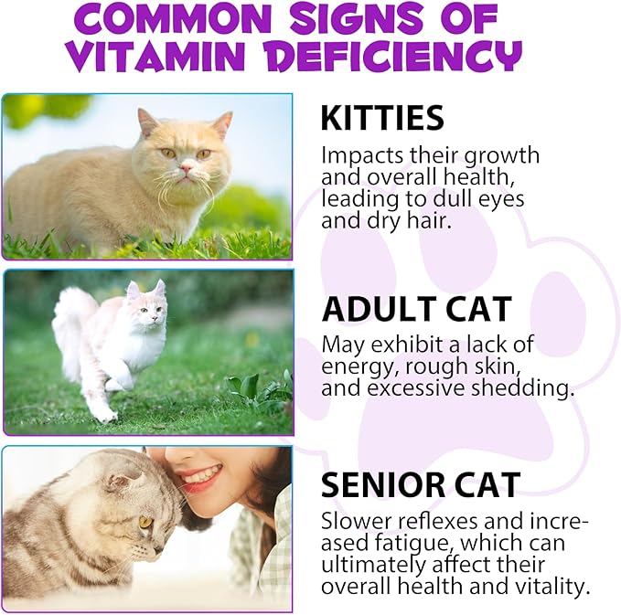 Cat Multivitamin,15 in 1 Cat Vitamins and Supplements, cat Vitamins for Indoor Cats, Liquid Drops for Heart Health, Bones, Joint, Skin & Coat, Immune System Support 60ml 2 fl.oz