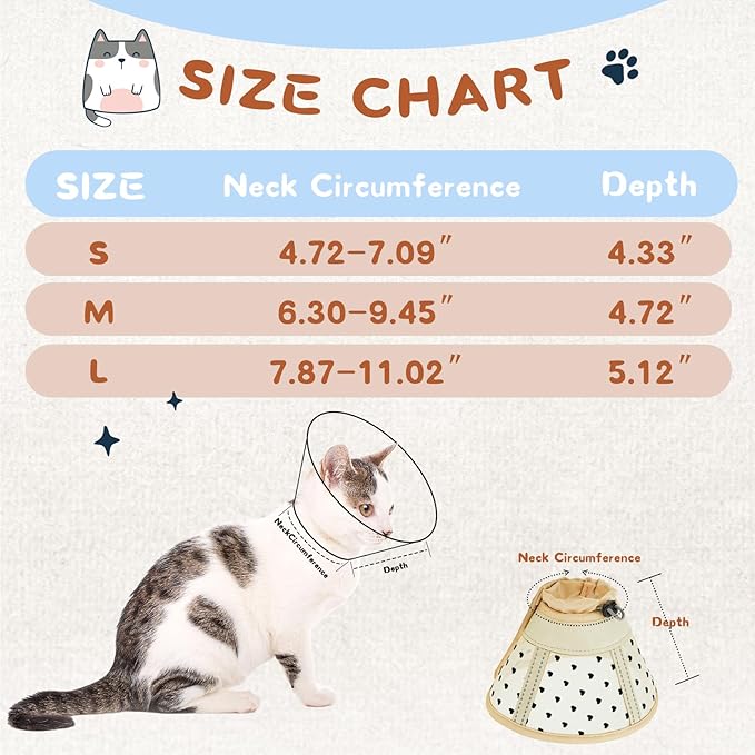 Supet Cat Cone Collar After Surgery, Soft Mesh Recovery Collar for Cats to Stop Licking and Scratching, Plastic Cone Alternative for Small Kitten, Medium, Large Cats