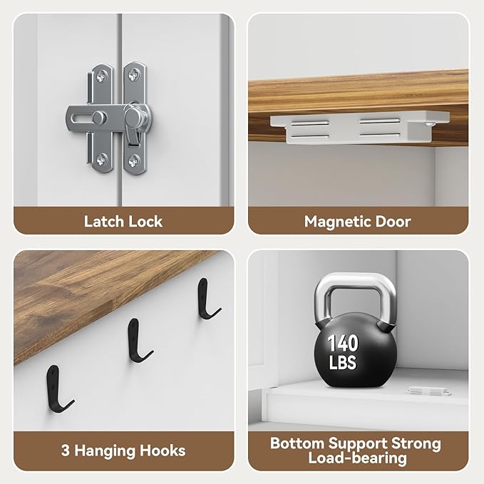 YUSING Litter Robot Enclosure, Cat Litter Box Furniture Hidden, Cat Litter Box Enclosure Cabinet Large with Double Doors and Pull-Out Drawer for Litter Robot