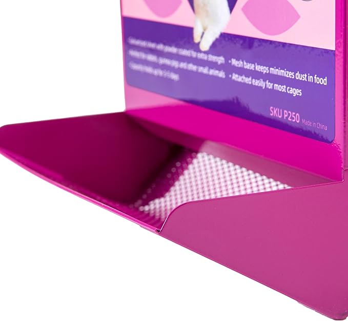 Metal Small Animal Feeder with Lid, Heavy Duty Rabbit Feeder, Large Capacity Rabbit Food Dispenser, Great for Rabbit, Guinea Pigs, Chinchillas and Other Small Animals.(7.4 inch, Purple)