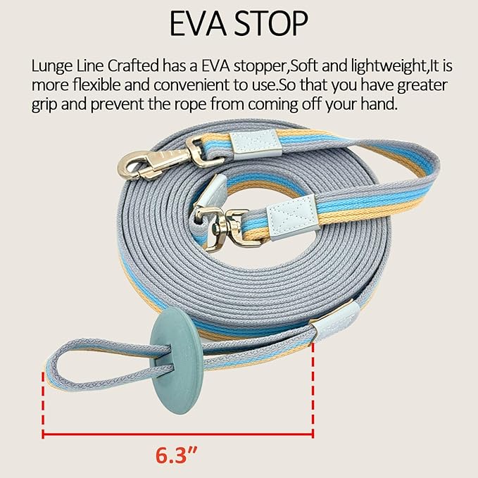 Lunge Line Polyester Cotton Lunge Line 25 Ft with EVA Stop Equine Lunge Line for Horses with Swivel Bolt Snap