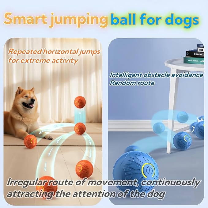 2025 New Interactive Dog Toys Dog Balls,Durable Motion Activated Automatic Rolling Ball Toys for/Small/Medium Dogs（Blue