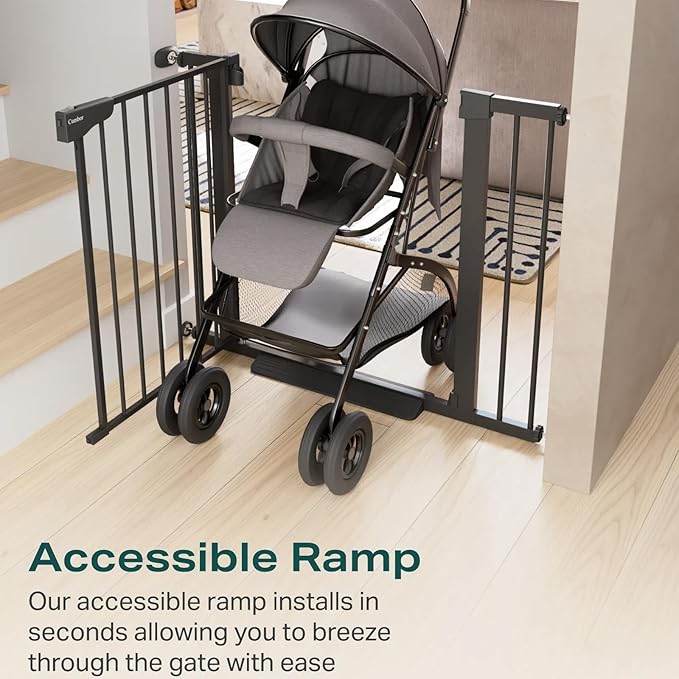 Cumbor 2 Pack 29.7-40.6" Baby Gate for Stairs, Mom's Choice Awards Winner-Dog Gate for Doorways, Pressure Mounted Self Closing Pet Gates for Dogs Indoor, Safety Child Gate with Easy Walk Thru Door