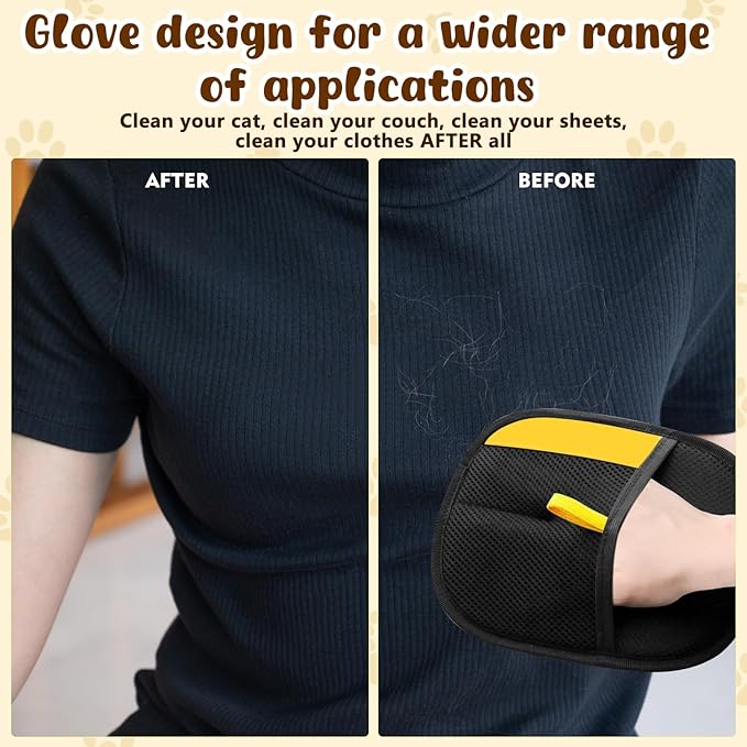 Pet Hair Removal Gloves, Pet Hair Remover Electrostatic Gloves for Cats & Dogs, Washable and Reusable Cat Hair Remover for Cat Beds, Bed Sheets, Sofas, Clothes, Carpets, Curtains (2pcs)