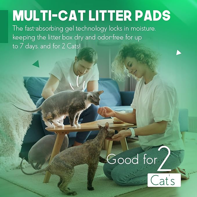 PETSWORLD Multi Cat Pad Refills for Cats Breeze Litter System, Ultra-Absorbent, Quick Dry - (200 Count, Unscented)