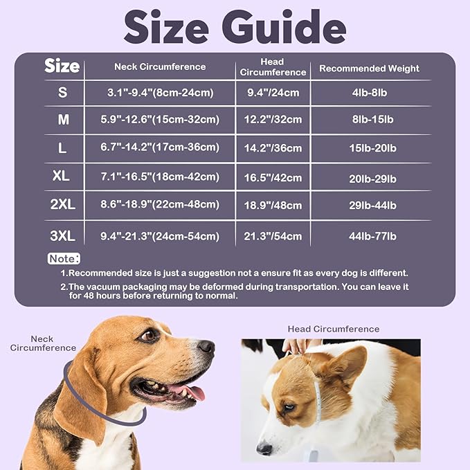 IDOMIK Dog Recovery Collar, Waterproof Soft Dog Cone After Surgery, Comfy Protective Elizabethan Collar Alternative for Dogs Cats, Adjustable Pet Neck Donut Cone Anti-Licking Biting Wounds,Grey,3XL