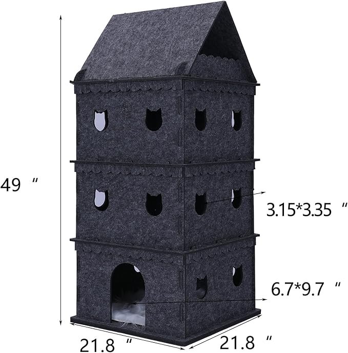 4-Tier Indoor Cat Apartment，Cozy Pet Cat Bed, Hideaway, and Sturdy Cat Castle for Multiple and Large Cats