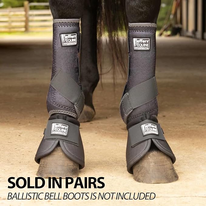 Jeffers Equine Protective Horse Boots 1 Pair Grey - Safe Neoprene Leg Guards & Comfortable Fit, Durable Strap Closures, Front & Hind Support, Equestrian Accessories for Travel & Riding - Large