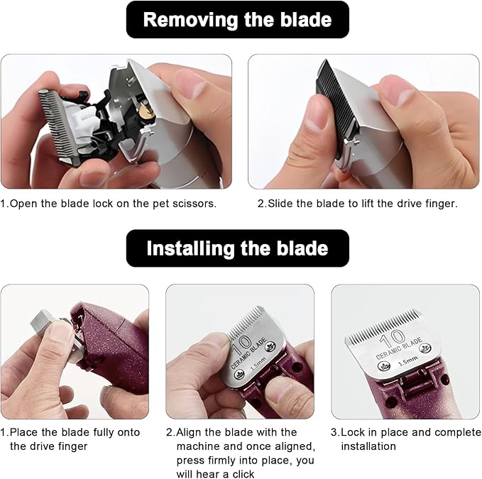 Size 7FC/5FC/4FC Detachable Pet Dog Clipper Blades, Compatible with Most Oster A5, KM Series Clippers,Made of Ceramic Blade & Stainless Steel Blade4PACK 3Pack