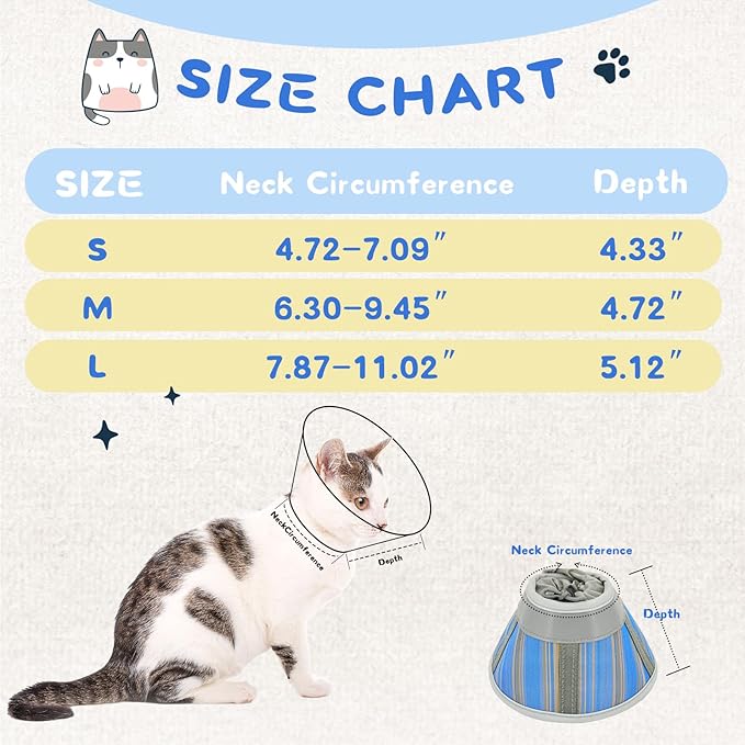 Supet Cat Cone Collar Soft to Stop Licking Scratching, Breathable Comfortable Mesh Recovery Cone for Cats After Surgery Neuter, Lightweight E Cone Collar Alternative (M)