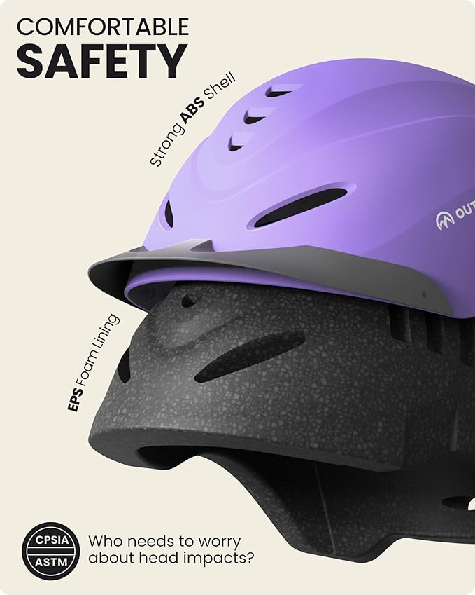 OutdoorMaster Equestrian Helmet, Horse Riding Helmet with Sun Visor and Excellent Ventilation, Adjustable Safe Helmet for Men, Women & Youth