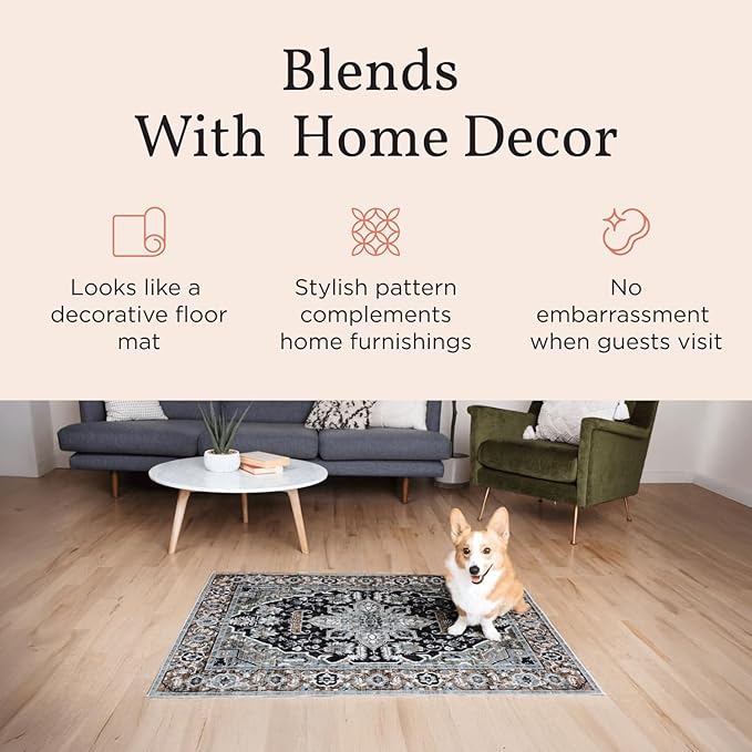 LOVEWAG Washable Dog Pee Pads, 24" x 16", Waterproof, Non-Slip, Super Absorbent, Reusable Machine-Washable, 2-Pack (Silvered Blue)