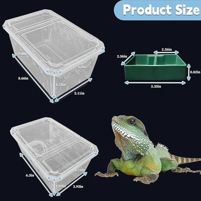 PINVNBY Reptile Feeding Box 6 PCS Snake Breeding Box Lizard Cricket Cage Habitat Hatching Container Transparent Portable Critter Keeper for Spider Scorpion Gecko Tortoise Treefrog (2 Large 4 Small)