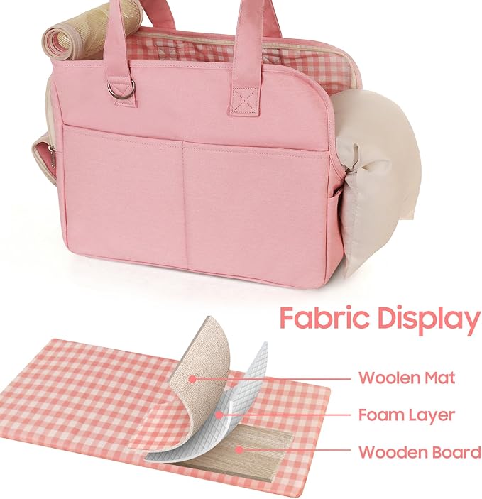 Dog Purse Carrier for Small Dogs, Soft Soft Sided Folding Dog Carriers for Small Dogs Medium Cats Puppies up to 15 Lbs, Washable Breathable Puppy Carrier for Outdoor Travel (Large Pink)
