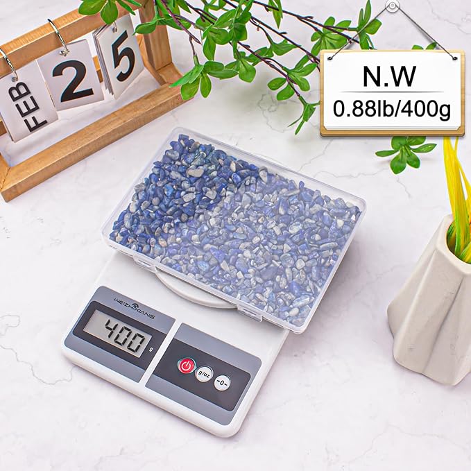 0.88 Lb Lapis Lazuli Crushed Stones Aquarium Gravel Rocks Bulk, Natural Healing Reiki Crystals Stones Chips Polished Tumbled Quartz Rock for Garden|Vase Filler|Fish Turtle Tank Decorations