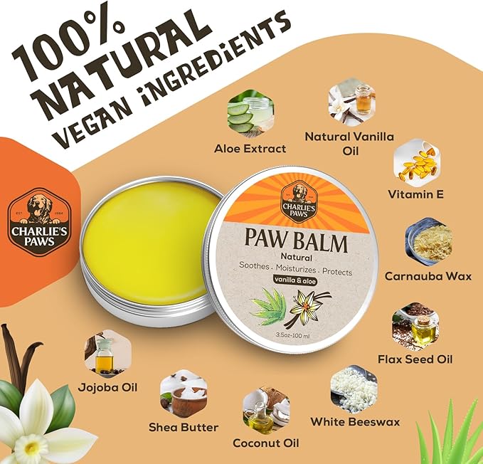 2 Pack Paw Balm 100% Natural Oil Aloe & Vanilla for Dog and Cat Paw Pad Balm Dog Nose Balm Paw Moisturizer Wax for Dog Pet Puppy Protect Dry Cracked Paw Foot Heals Restores Paw Elbows 3.5 Oz