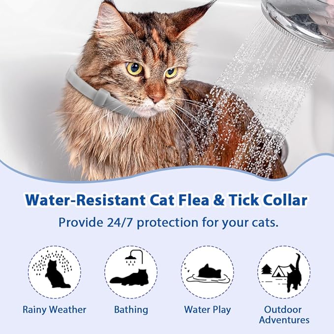 4 Pack Adjustable Flea and Tick Collar for Cats, Natural Plant Oil Formula Cat Flea Collar Provides 32-Month Protection for Flea Tick, Glow-in-The-Dark & Waterproof Cat Flea Treatment for All Cats