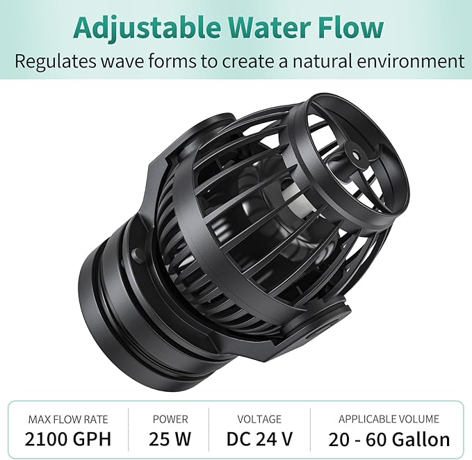 Uniclife 2100 GPH Aquarium Wave Maker for 60-120 Gallon Fish Tanks Adjustable Circulation Pump with Controller and Magnet Mount for Marine Freshwater Aquarium Circulation Pond