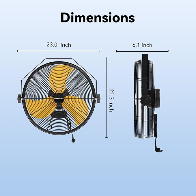 18 Inch Wall Fan Pro Series - 4900 CFM 3 Speed High Velocity Industrial Wall Mount Fans for Commercial, Residential, Warehouse, Covered Patio, Shop, Garage, Barn, Gazebo UL Safety Listed