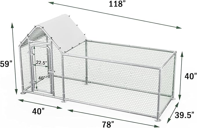 LEMBERI Small Metal Chicken Coop, Walk-in Chicken Run,Galvanized Wire Poultry Chicken Hen Pen Cage, Rabbits Duck Cages with Waterproof and Anti-Ultraviolet Cover for Outside,Backyard and Farm