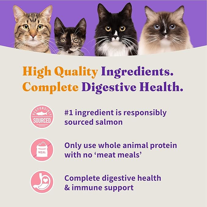 Halo Holistic Cat Food Wild Caught Salmon & Whitefish Formula, Grain Free Dry Cat Food, For Healthy Weight Support, Kibble for Indoor Cats, 10 lb Bag