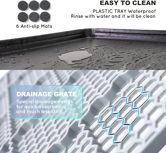 Dog Grass Pad with Tray Extra Large 45”×34” Ultra-Absorbent Artificial Grass Pad for Dogs Potty Grass Hemmed Edge for Indoor Potty Training, Reusable Dogs Pee Pads, Dog Litter Box Balcony