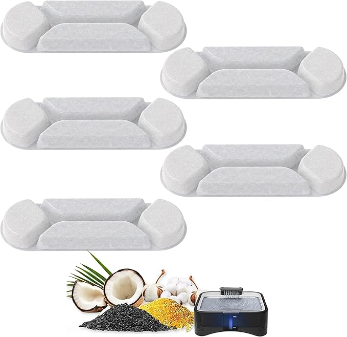 UPSKY 2.25Gal Elevated Dog Water Fountain Filter, 5 Pcs Replacement Filters, Multi-Layer Filtration System Carbon Filters Compatible with 8.5L/2.25Gal 4 Heights Adjustable Fountain