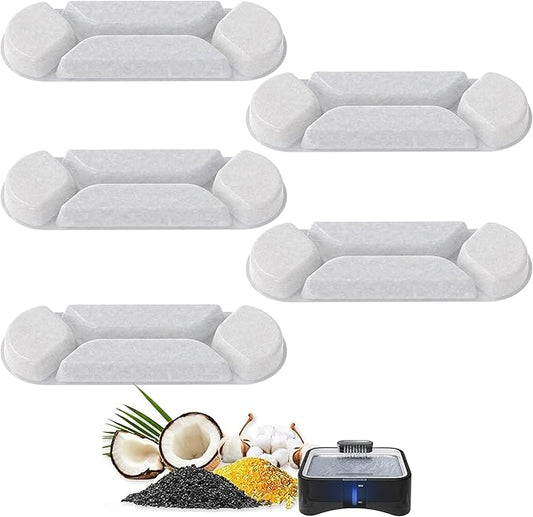 UPSKY 2.25Gal Elevated Dog Water Fountain Filter, 5 Pcs Replacement Filters, Multi-Layer Filtration System Carbon Filters Compatible with 8.5L/2.25Gal 4 Heights Adjustable Fountain