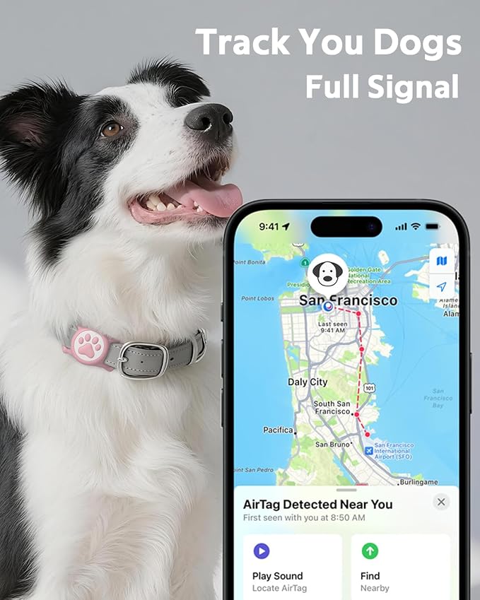 IP68 Waterpoof Dog Airtag Holder, Stretchy Silicone Full Body Covered Apple Air Tag Holder for Dog Cat Collar Fit All Width Collar (Blue/Pink, 2 Pack)