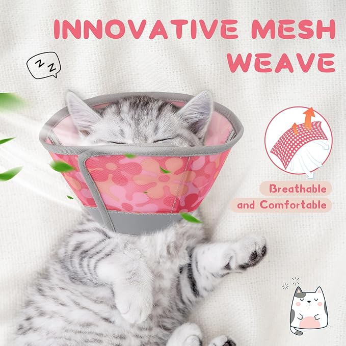 Supet Cat Cone Collar After Surgery, Soft Mesh Recovery Collar for Cats to Stop Licking and Scratching, Plastic Cone Alternative for Small Dogs, Medium, Large Cats