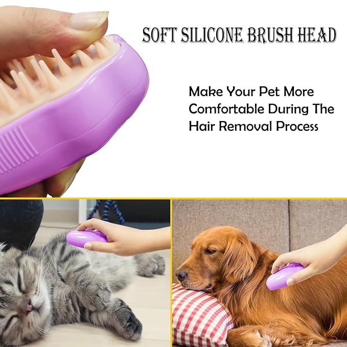 Steam Brush for Cats, Spray Comb Mist Brush, Rechargeable Steam Pet Brush for Dogs and Cats, Self-Cleaning 3-in-1 Cat Hair Brush with Steam for Long and Short Hair for Cats and Dogs (purple)