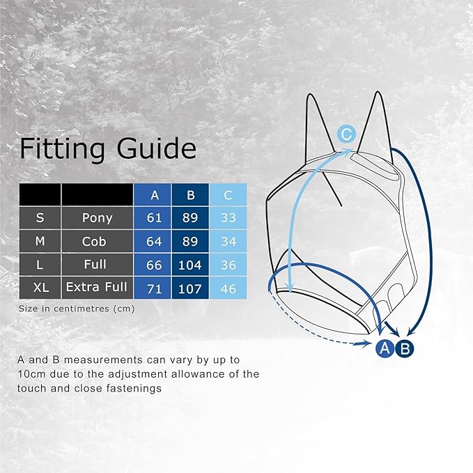 Harrison Howard CareMaster Pro Luminous Horse Fly Mask Large Eye Space Standard with Ears UV Protection for Horse Sky Blue Full Size