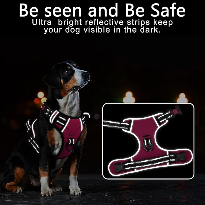 Timos No Pull Dog Harness, No Choke Front Lead Dog Reflective Harness, Adjustable Soft Padded Pet Vest with Easy Control Handle for Small Medium Large Dogs, XS