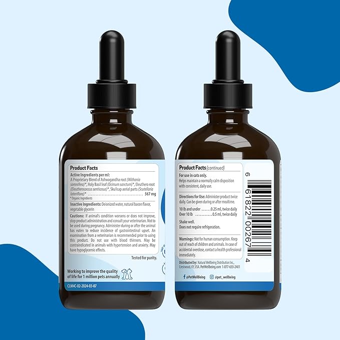 Pet Wellbeing Calming Care for Cats - Veterinarian-Formulated - Calm Support, Relaxed Nervous System, Emotional Balance, Adaptogens - Herbal Supplement 4 oz (118 ml)