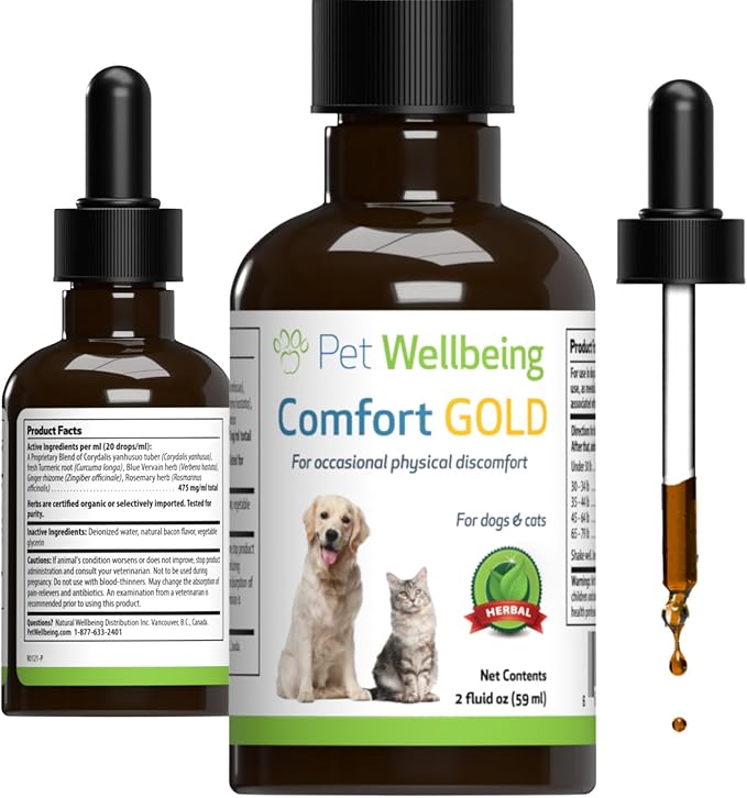 Pet Wellbeing Comfort Gold for Dogs - Supports Canine Physical Comfort, Healthy Circulation, Corydalis, Turmeric - Veterinarian-Formulated Herbal Supplement 2 oz (59 ml)