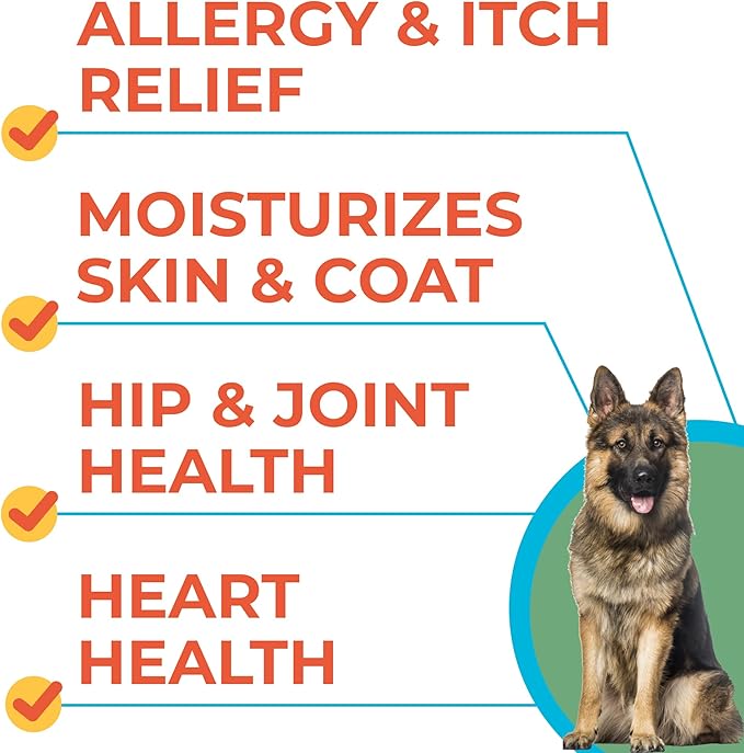 Omega 3 Fish Oil for Dogs Bundle - Skin&Coat Chews - Dry&Itchy Skin Relief + Allergy Support - EPA&DHA Fatty Acids - Natural Salmon Oil Chews Promotes Heart, Hip&Joint Support -360 Chews - Made in USA