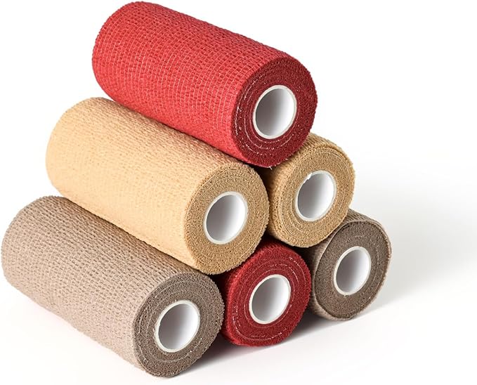 WePet Pet Wrap, Self-Adhesive, Only Sticks to Itself, Non-Woven Tape for Dog Legs, Paws, Wounds, First Aid Cohesive Gauze for Horse, Cat, Bird, Animal, 6 Rolls, 4 Inch, Solid Color A