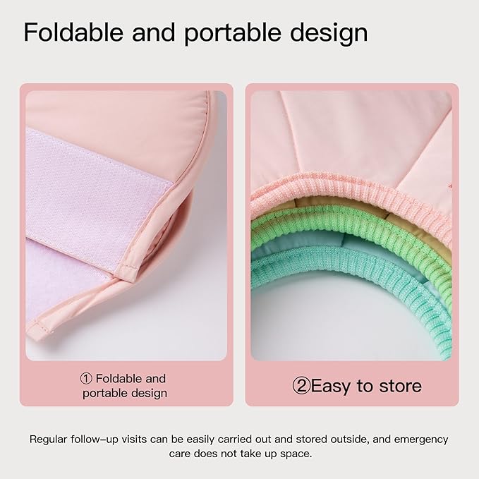 Touchdog Foldable Dog Cone Collar for Cats & Dogs - Adjustable Soft Recovery Collar with Waterproof PU Coating, Lightweight Design, 24.5cm/9.6in Wide Barrier (Green, XL)