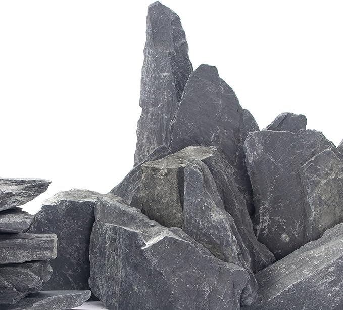CFKJ [18 Pounds] Natural Slate Stone Rocks, 5 to 7 inch Slate Stone Rocks for Aquascaping, Aquariums, Terrariums, Amphibian Enclosures