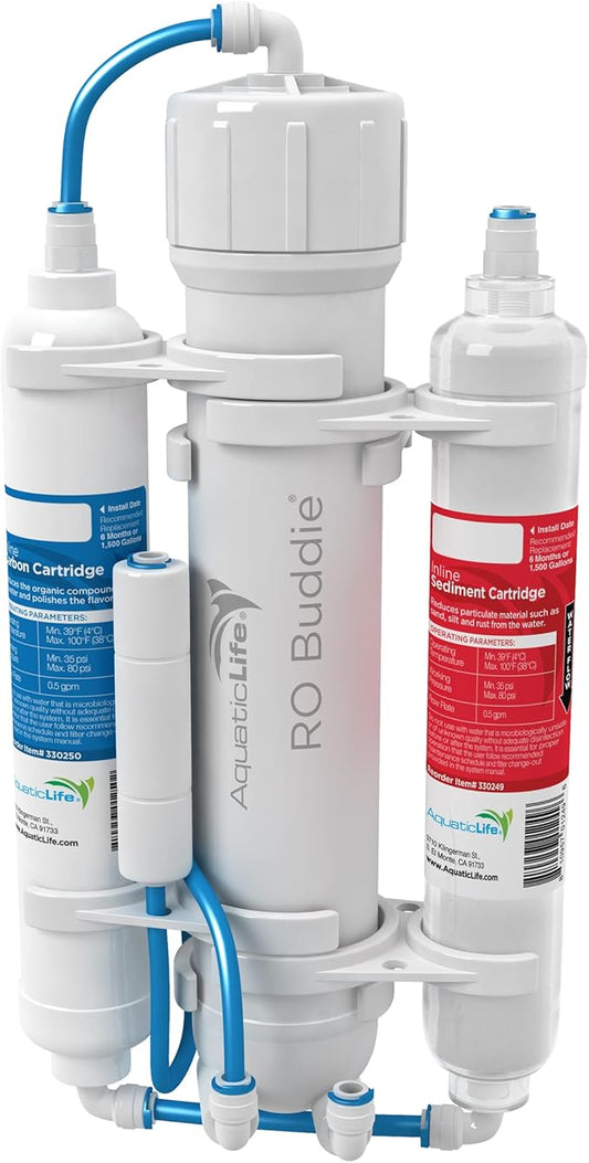 Aquatic Life RO Buddie 3-Stage Reverse Osmosis Water Filter System RO Filtration Units for Aquarium, 50 GPD
