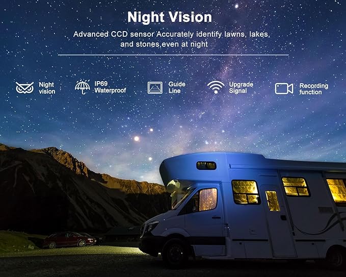 Wireless Backup Camera System with 7-Inch DVR Dual/Quad Split Touch Monitor, IP69 Waterproof HD 1080P Wireless 2 Rear View Side View Camera for RV Trailer Truck 5th Wheel,BW702