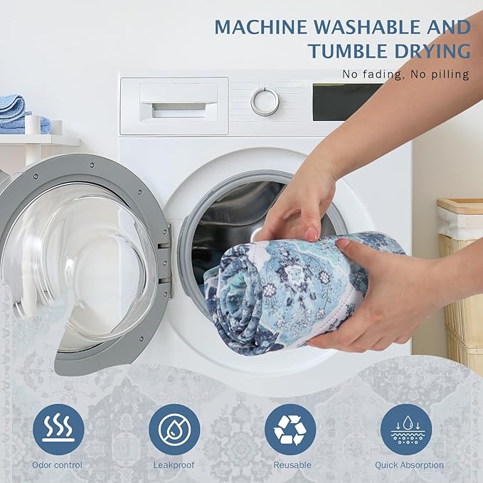 IEUUMLER Washable Pee Pads for Dogs, 2 Pack Reusable Pee Pads for Dogs Non-Slip Grip, Super Absorbent Waterproof Puppy Pads for Potty Training, Playpen, Crate, Whelping Box EU011 (Blue,24" x 18")