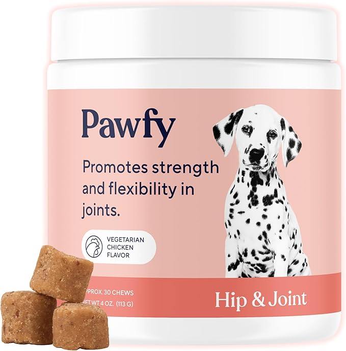 Pawfy Hip & Joint Supplement for Dogs with MSM & Vitamins | Glucosamine Chondroitin for Small, Medium & Large Breed - Supports Mobility & Bones | Glucosamine for Dogs with Omega 3-30 Chews