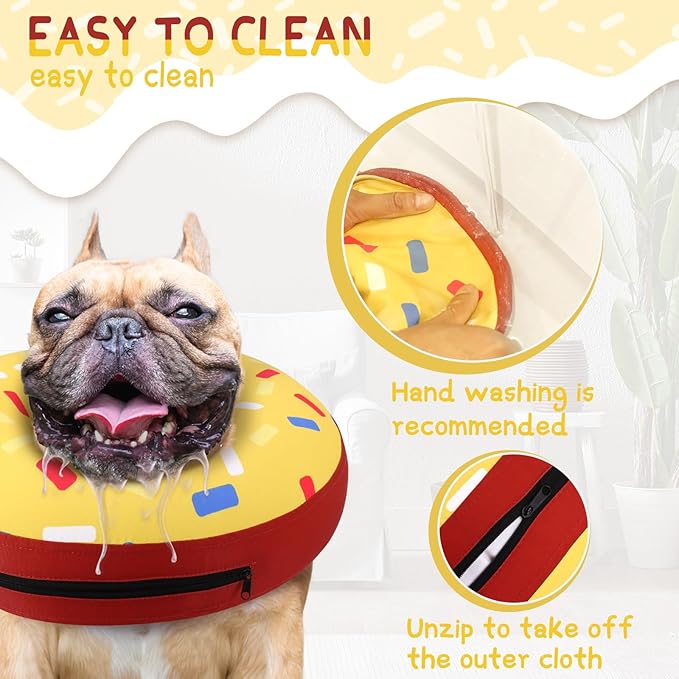 Supet Inflatable Dog Cone Collar for Small Dogs Puppies Cats, Soft Dog Cone Alternative After Surgery for Puppies Cats to Stop Licking