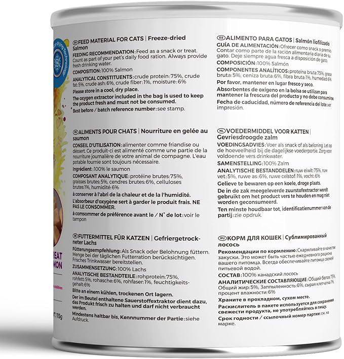 Freeze Dried Cat Treats - 100% Salmon Grain Free Raw - Natural Balance Limited Ingredient High Protein Cat Snacks 115g/4.1oz - Picky Eater Challenger