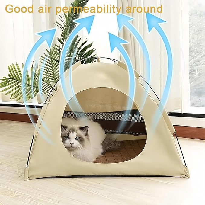 BreezyDen Pop-Up Pet Tent – Portable Hideaway for Cats & Small Dogs, Portable Indoor/Outdoor Pet Tent House with Mesh Window, Waterproof, Breathable, Scratch-Resistant, Fully Washable (Gray,M)
